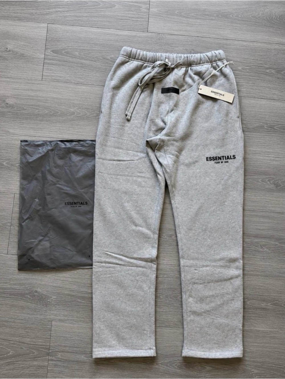 Fear of God Essentials Light Oatmeal Drawstring Zip uncuffed Sweatpants